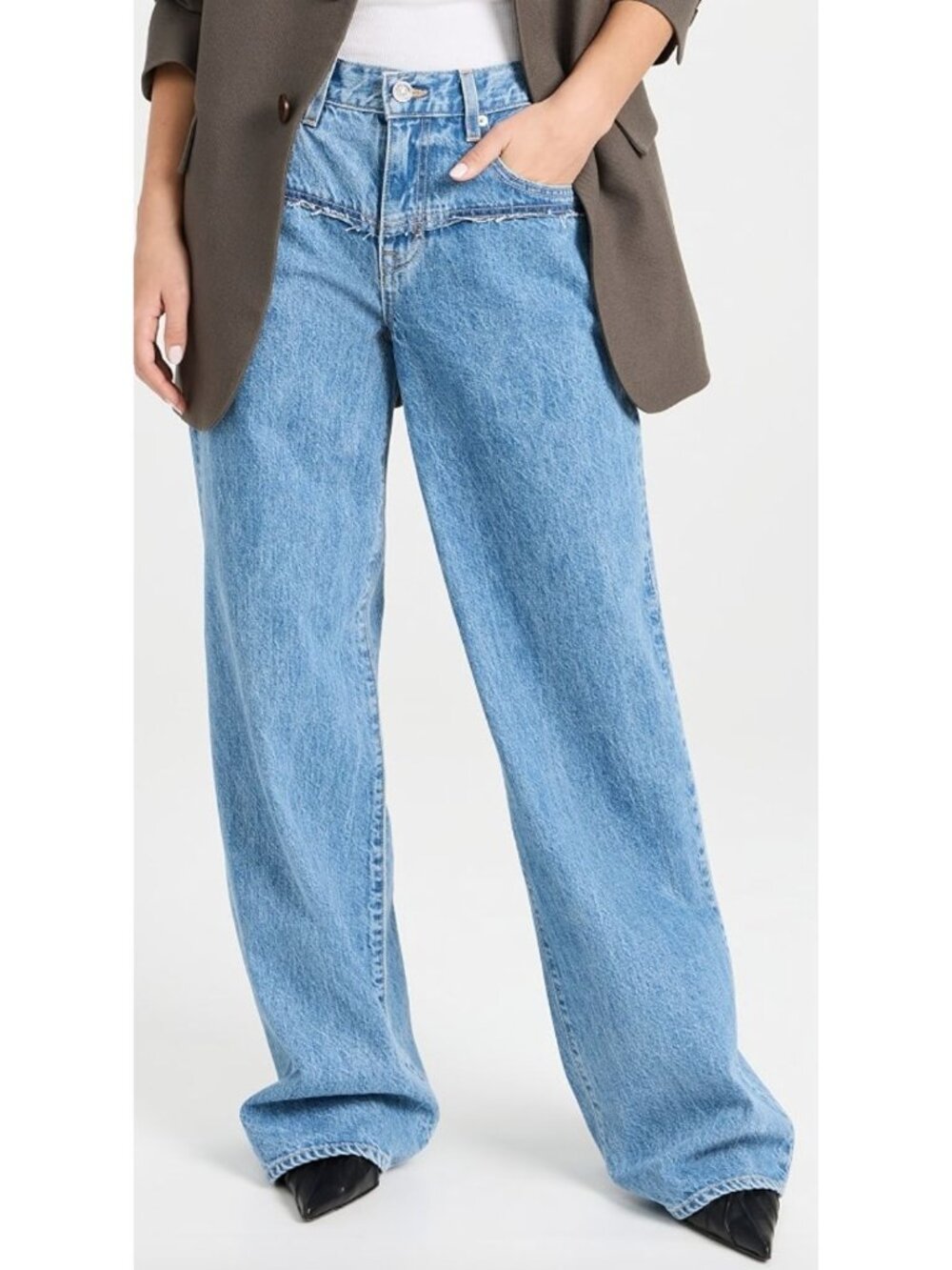 SLVRLAKE Mica Seams Wide Leg Jeans Wounded Heart Raw Edge Size 28